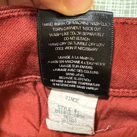 Vince. Maroon Women's Skinny Jeans Size 29 - Picture 11 of 16